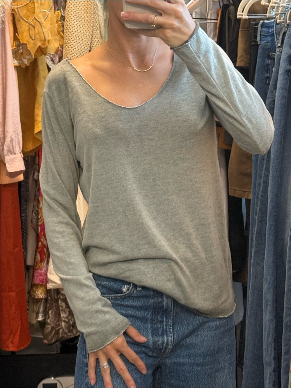 Free for Humanity Soft Long Sleeve Top Metallic trim